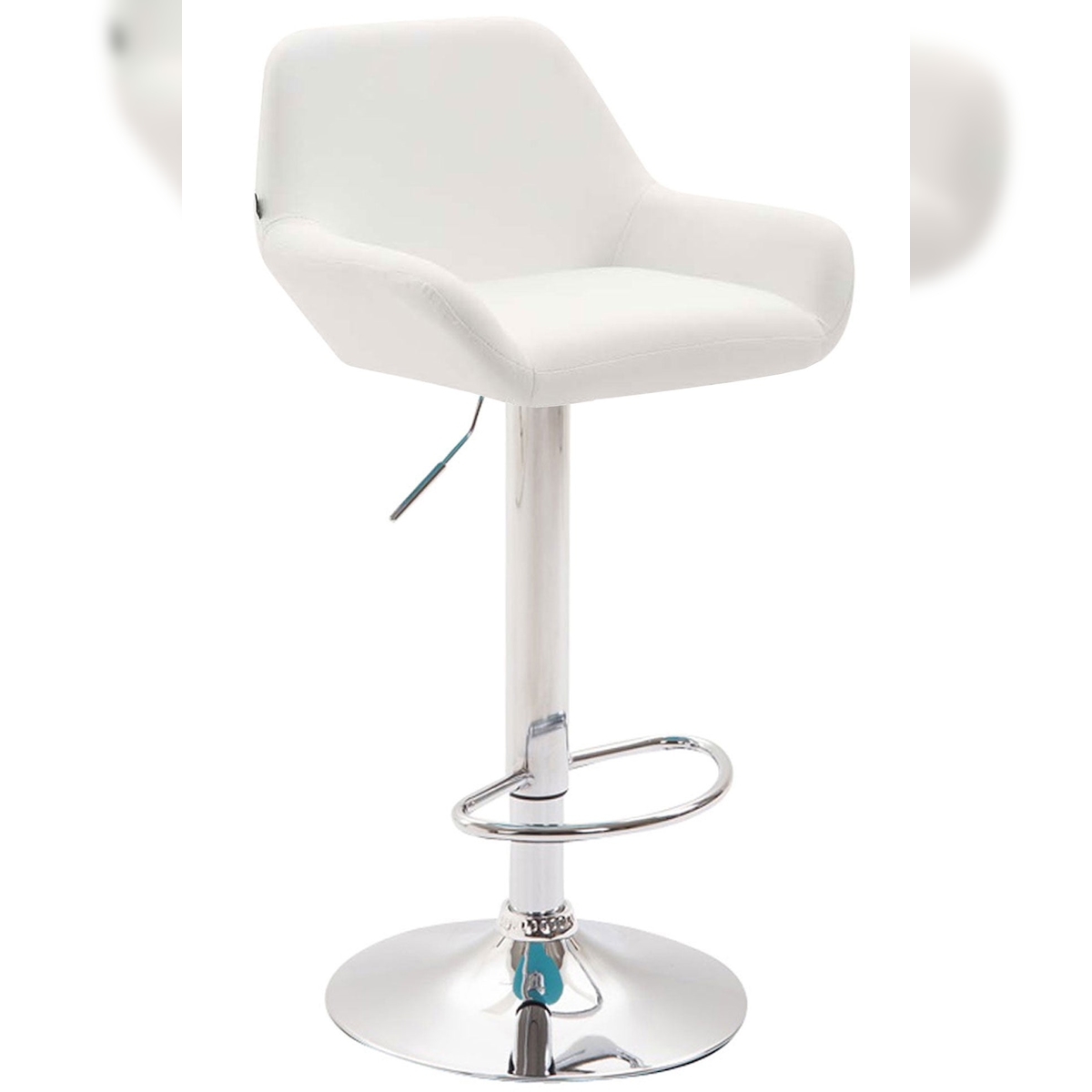 Décoshop26 - Moderner und bequemer Barhocker aus weißem Kunststoff mit trompetenförmigen Beinen aus verchromtem Metall TDB10314