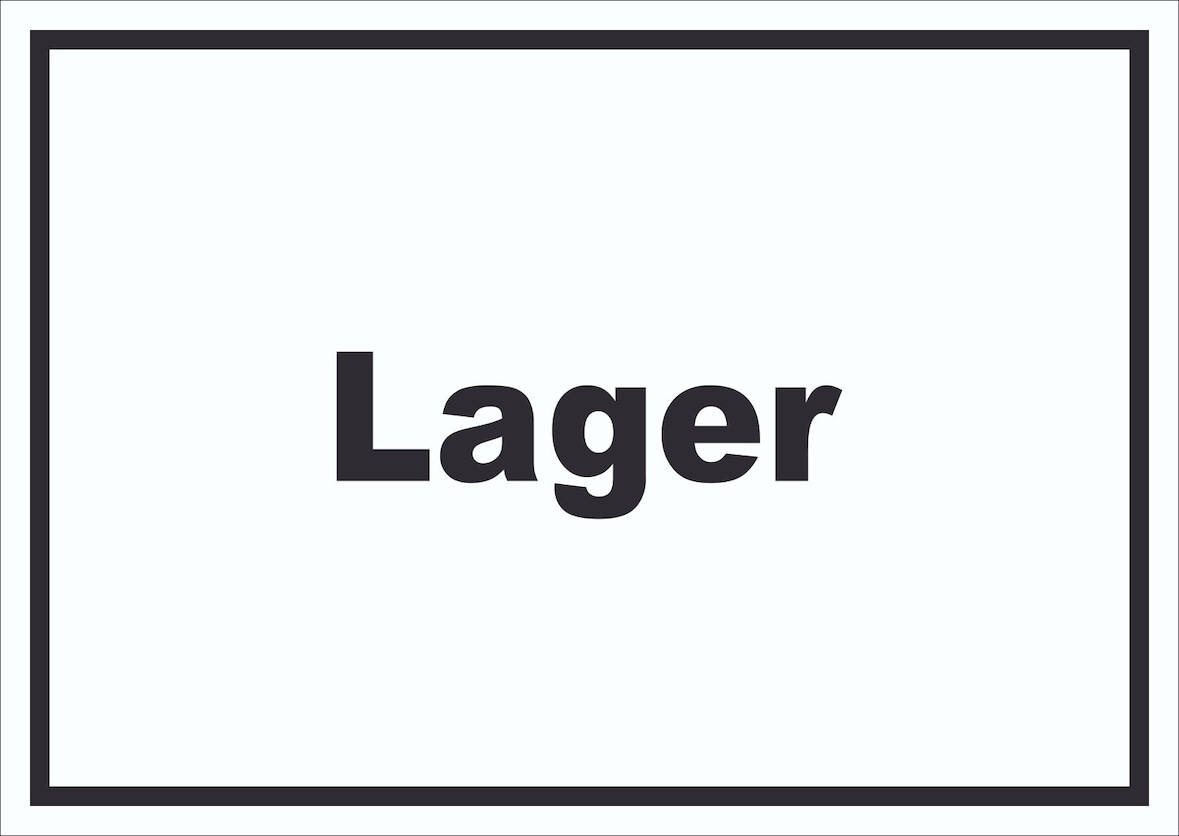 Lager Schild mit Text Storage Warenlager waagerecht A4 Rückseite selbstklebend