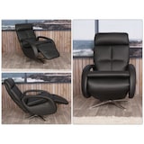 thumbnail of Relaxsessel HWC-L11, Design Fernsehsessel TV-Sessel Liegesessel, Liegefunktion drehbar, Voll-Leder ~ schwarz