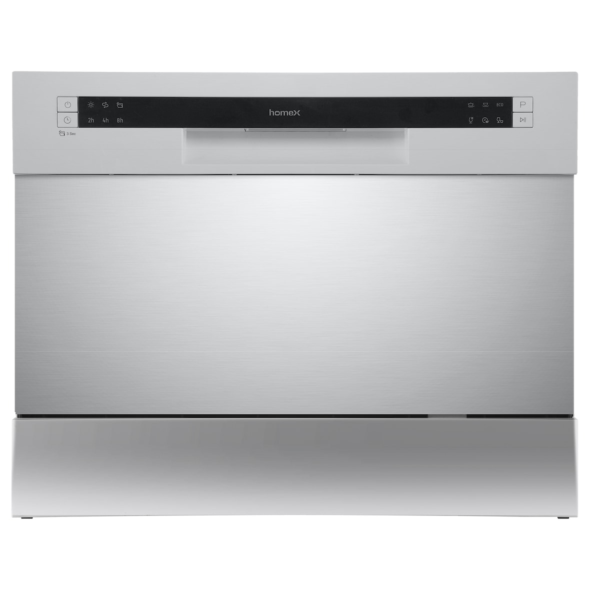 homeX GST6AE-S Tischgeschirrspüler | Mini Geschirrspüler mit 6 Programmen | Spülmaschine klein für 6 Maßgedecke | Silber