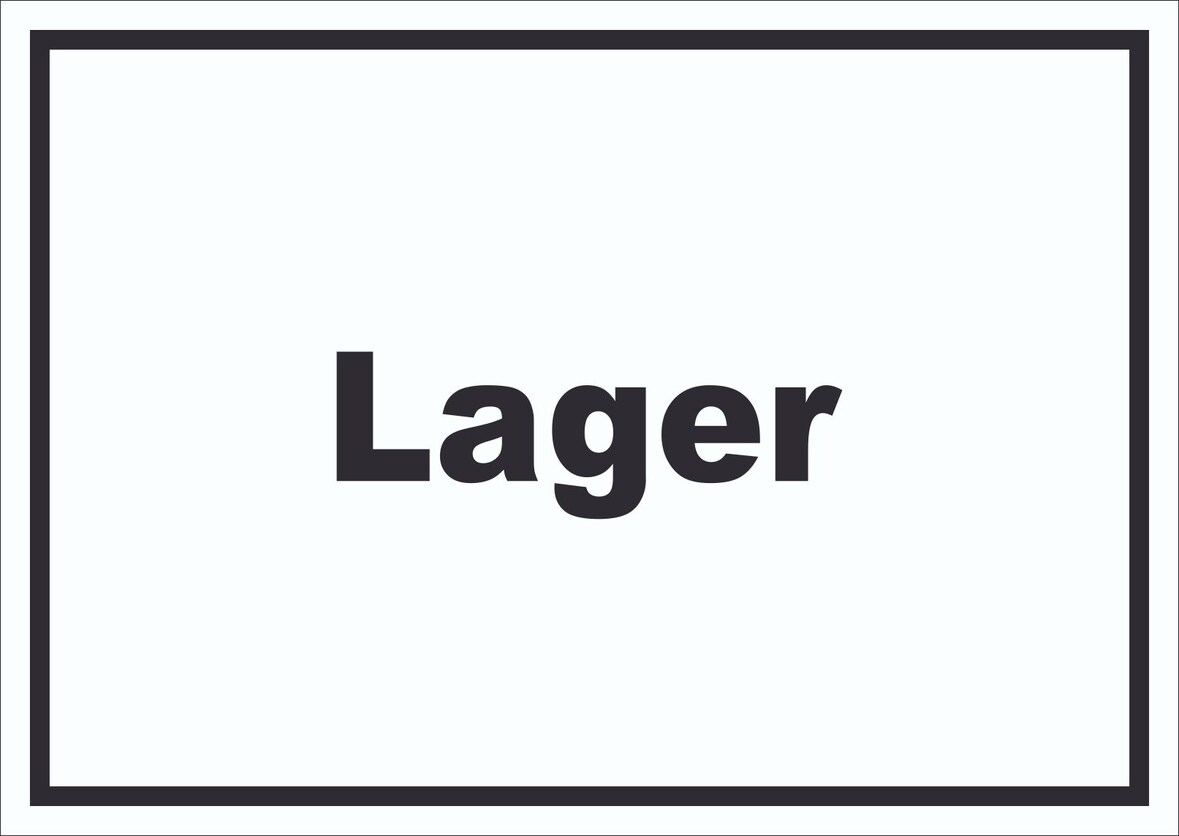 Lager Schild mit Text Storage Warenlager waagerecht A2 Rückseite selbstklebend