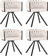 thumbnail of Drehbare Esszimmerstühle 4er-Set aus Samt in Beige, 360°-Drehfunktion, gepolstert, mit Metallbeinen