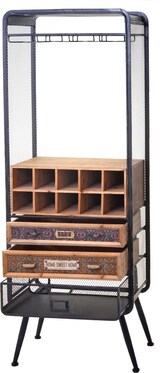 thumbnail of Weinregal für 10 Flaschen, Zubehör und Gläser | HxBxT 157x57x38cm | Holz Vintage | Tanne | Flaschenregal Barschrank Weinständer Gläser