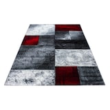 thumbnail of Carpetsale24 Teppich Läufer 80x150 cm – Kurzflor Konturenschnitt in Rot Grau Weiß – Kariertes Design, für Flur, Küche, Schlafzimmer