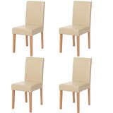 thumbnail of 4er-Set Esszimmerstuhl Stuhl Küchenstuhl klassisch und zeitlos FSC®-zertifiziert | HxBxT 90x43x56cm | Kunstleder | Sitzhöhe 45cm | Creme helle Beine