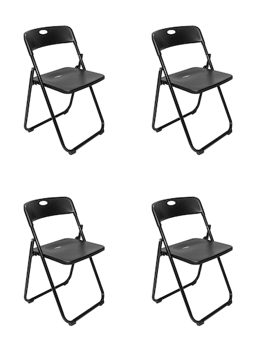 aro Set di 4 sedie pieghevole, acciaio/polipropilene, nero