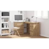 thumbnail of Bureau d'angle chêne artisanal 145x100x76 cm bois d'ingénierie Modèle Milan Compact