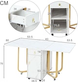 thumbnail of Essgruppe Esstisch mit 4 Stühlen 150x80x76 cm klappbarer Küchentisch Set gepolsterte Samtstühle mit Rückenlehne MDF Tischplatte Metallbeine Weiß