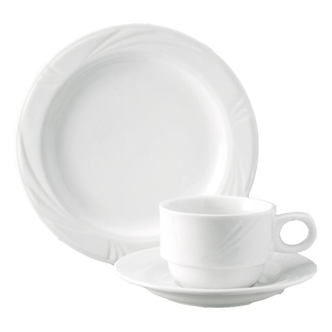 Parker's Choice DIANA Hotelporzellan-Set – 72-teilig, weiß mit Reliefdesign, stapelbar