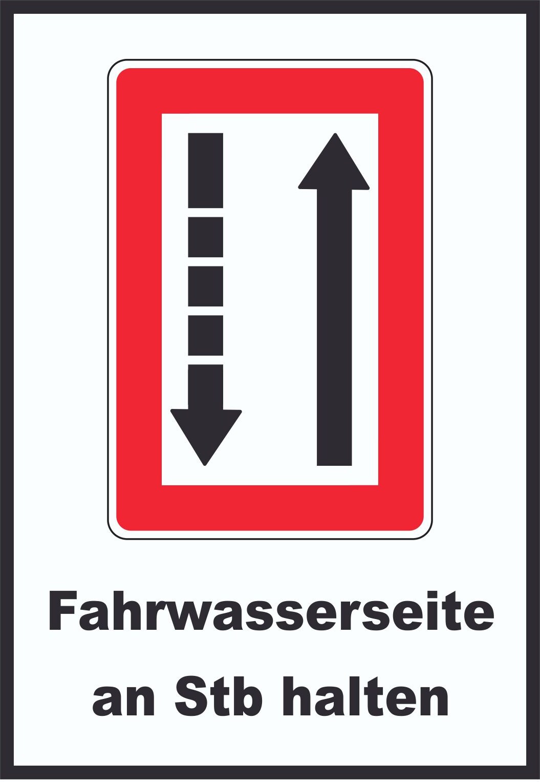 Fahrwasserseite an Steuerbordbord halten Symbol und Text A4 (210x297mm)