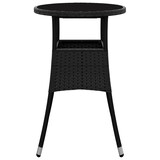 thumbnail of Mesa de jardín vidrio templado ratán sintético negro Ø60x75 cm