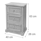 thumbnail of Kommode HWC-K87, Schubladenschrank Schrank, Holz Rattan 63x40x28cm ~ weiß, naturfarben