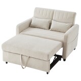 thumbnail of Zweisitzer-Klappsofa 82x114x77 cm Beige mit dreistufig verstellbarer Rückenlehne aus Baumwoll-Leinen-Stoff