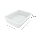 thumbnail of Bak met deksel (1,2L) 21,3 x 15,7 x 6,3 cm - voor deeg, gebak, pizza's, brood. Gemaakt van wit, voedselveilig polypropyleen. BPA-vrij