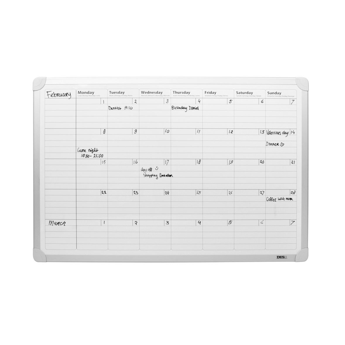 DESQ | Maandplanner | Magnetisch | Aluminium Frame | 60 x 90  cm