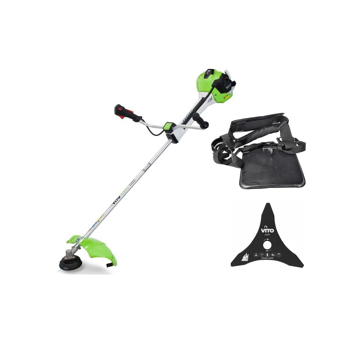 43 Cm3 thermische bosmaaier 2T 1.6CV motor + 3-tands mes + draadspoel + VITO draagharnas