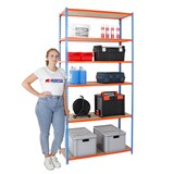 thumbnail of PROREGAL Schwerlastregal Giant Muli | HxBxT 250x110x50cm | Fachlast 200kg | Blau-Orange | Stecksystem Lagerregal Regalsystem Steckregal