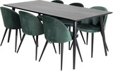 thumbnail of Dipp180x90BLBL Essgruppe Esstisch schwarz und 6 Velvet Esszimmerstühle Velour grün, schwarz.