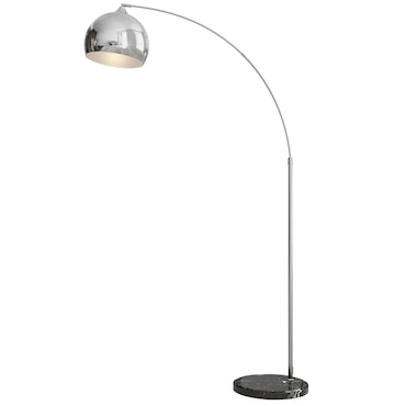 HOMCOM Lampada da Terra Vintage ad Arco con Asta Regolabile Argento