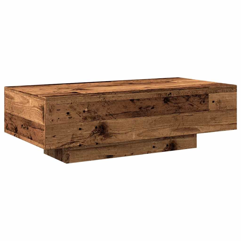 Table basse vieux bois 100x49,5x31 cm bois d'ingénierie Modèle Cristal Plus