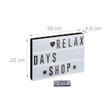 thumbnail of Relaxdays Lightbox mit Farbwechsel, Leuchtkasten, 85 Buchstaben & Symbole, 3 Zeilen, Lichtbox batteriebetrieben, weiß
