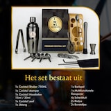 thumbnail of Bar Dedicated 16-delige cocktail shaker set (Zwart) – RVS met houten standaard & receptenboekje