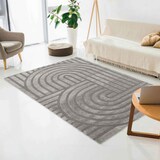 thumbnail of Tapis rectangulaire à poils ras motif contemporain gris 160 x 230 cm - Oviala
