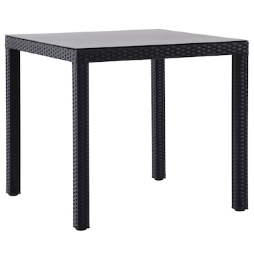 METRO PROFESSIONAL Mesa de jantar Balsario, alumínio/PE rattan, 80 x 80 cm, quadrada, preta