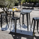 thumbnail of Table haute de jardin et 4 tabourets en métal noir mat - Oviala