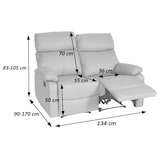 thumbnail of 2er Kinosessel HWC-L93, Relaxsessel Fernsehsessel Sofa, Armlehne Liegefunktion Nosagfederung Stoff/Textil ~ dunkelgrau