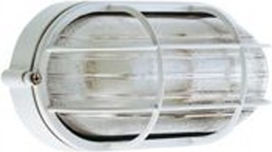 Applique Da Esterno Industriale Ovale Alluminio E Vetro Bianco 1 Luce E27