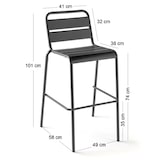 thumbnail of Chaise haute de terrasse en métal anthracite - Oviala