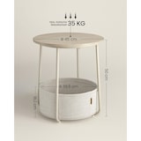 thumbnail of Beistelltisch rund aus Metall, Kleiner Tisch, Couchtisch mit Korb, Wohnzimmertisch, Korb aus Stoff, Nachttisch modern, naturbeige-cremeweiß