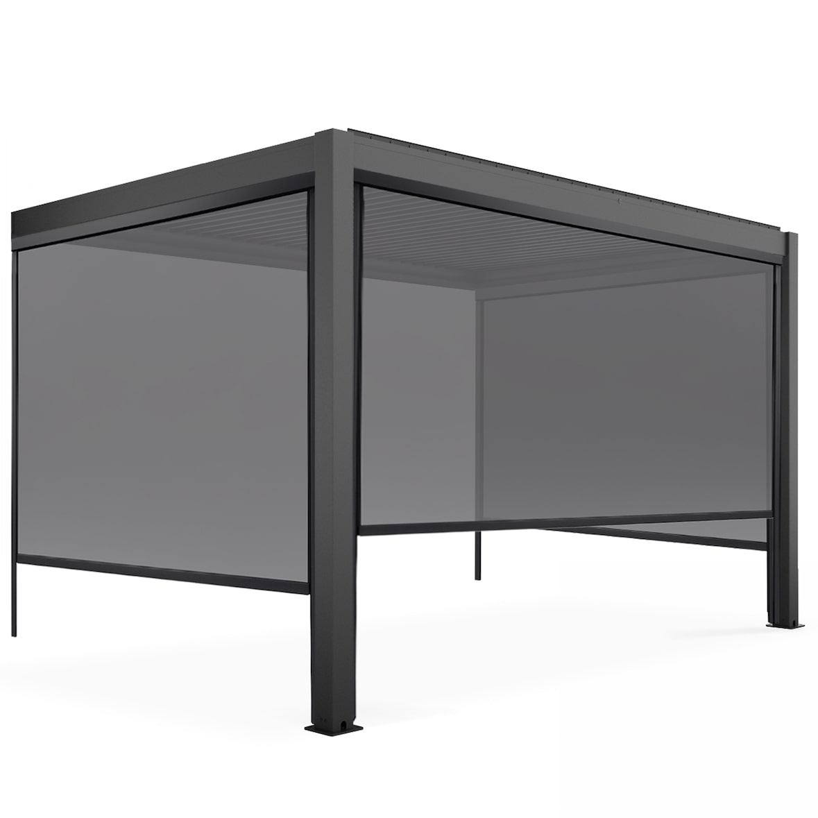 Pergola bioclimatique adossée 3x4m et 3 stores