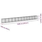 thumbnail of vidaXL Gabione mit Deckel 1200x100x100 cm Verzinktes Eisen