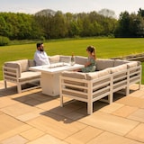 thumbnail of Aluminium 9-teiliges Modulares Gartenmöbelset mit Feuerstelle - Weiß