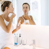 thumbnail of Relaxdays Badaccessoires Set 4-teilig, modern, Zahnputzbecher, Zahnbürstenhalter, Seifenspender, Seifenschale, schwarz