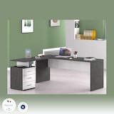 thumbnail of Web Furniture NEW SELINA Scrivania ad Angolo Melaminico 3 Cassetti 160x180cm   Bianco Lucido/Report