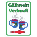 thumbnail of Glühwein Verkaufsschild Schild Hochkant mit Pfeil rechts A6 Rückseite selbstklebend