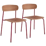 thumbnail of Lot de 2 chaises en bois bordeaux