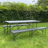thumbnail of Rijoka Inklapbare Picknicktafel – Houtlook Design – Klaptafel met 2 Klapbanken – Biertafel 6 tot 8 personen – Draagkracht 150kg - Taupe