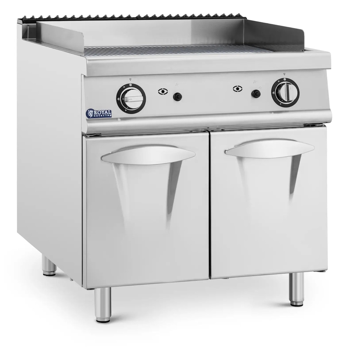 Helloshop26 - 12-kW-Gasgrillplatte gerillt 50–300 °C Propan/Flüssiggas/Erdgas integrierter Schrank Edelstahl verchromt 14_0009533