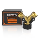 thumbnail of Brandson Wasserventil 2 Wege - Y-Verteiler für 3/4 Zoll Wasserhahn - Garten Wasserverteiler - Verteileranschluss für Wasserschlauch - 2 Drehschalter