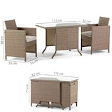 thumbnail of Conjunto de jardín con mesa de vidrio templado y 2 sillas encajables de ratán sintético con cojines desenfundables, diseño compacto – GARDA XL