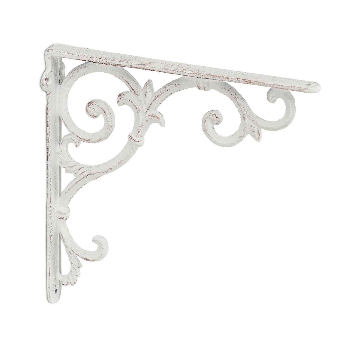 Relaxdays Regalwinkel antik, 2er Set Gr. M, Regalträger Gusseisen, Barocke Ornamente, Winkel für Regale, Vintage, weiß