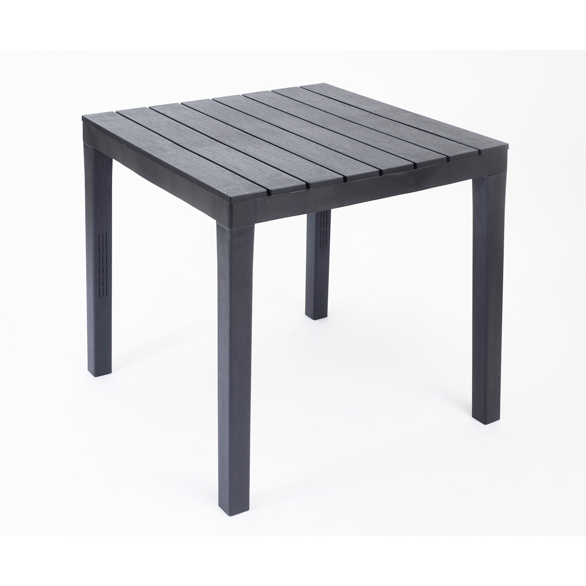 Mesa de jardim Bali, plástico, 78 x 78 cm, aspeto madeira, angular, antracite