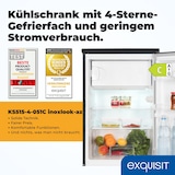 thumbnail of Exquisit Kühlschrank mit Gefrierfach, 4-Sterne-Gefrieren, 2 Glasablagen, 107l Nutzinhalt, Innenbeleuchtung, 37 Dezibel, KS515-4-051C inoxlook-az