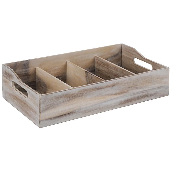APS VINTAGE Besteckständer/ Besteckbehälter, Akazienholz, 51 x 28 cm, H: 13 cm, vier Kammern, seitlichen Eingriffe