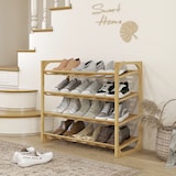 thumbnail of Schuhregal aus Bambus natur 76x33x67 cm, 4 Ebenen, für bis zu 12 Paar Schuhe