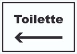 thumbnail of Toilette Schild mit Text und Richtungspfeil links Klo WC waagerecht A1 Rückseite selbstklebend